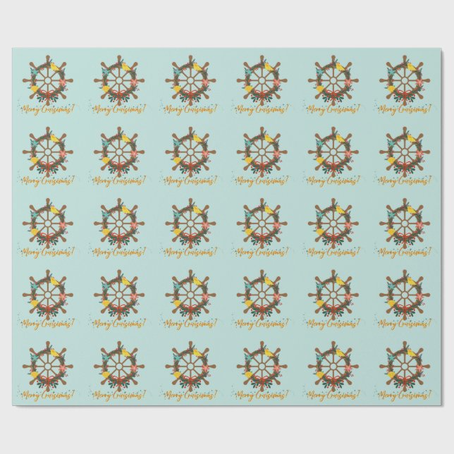 Papier Cadeau Nautique de Noël de croisière (Plat)