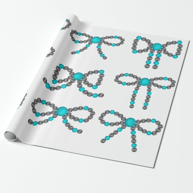 Papier Cadeau Navajo Pearl Bow avec papier d'enveloppement turqu (Déroulé)
