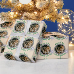 Papier Cadeau Navidades de fotografía de plata redonda y crema