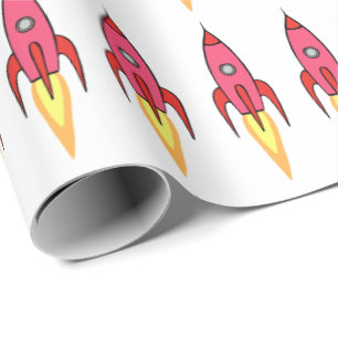 Papier Cadeau Navire à roquettes roses Espace extra-atmosphéri