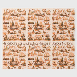 Papier Cadeau NAVIRES VINTAGES INTERNATIONAUX, NAVIRES, Sepia