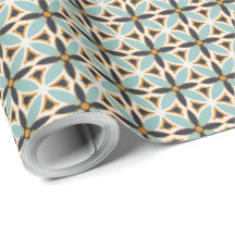 Navy and teal green textured mosaic Wrapping Paper