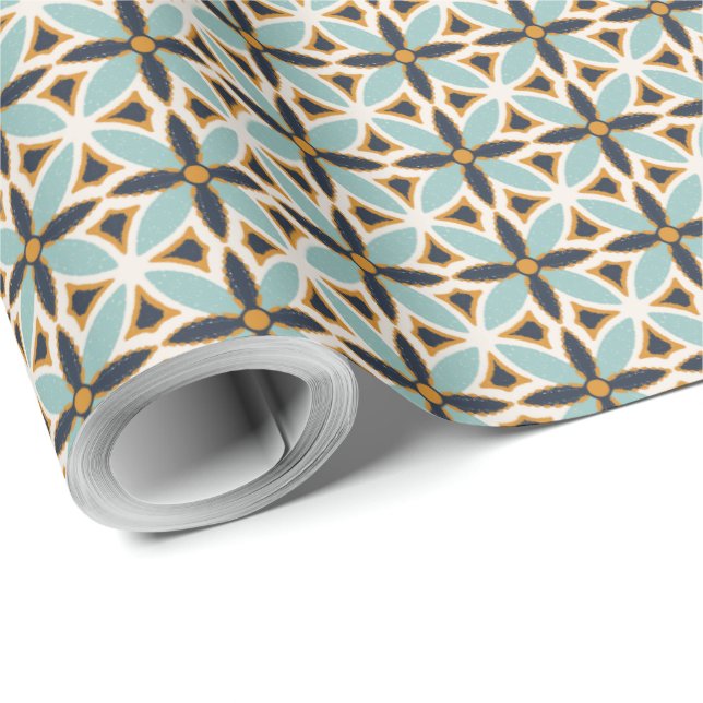 Papier Cadeau Navy and teal green textured mosaic Wrapping Paper (Coin rond)