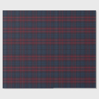 Papier Cadeau Navy Blue and Burgundy Plaid Wrapping Paper