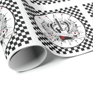 Papier Cadeau Né à Rock & Roll Guitar Rocker Musician Gift Wr