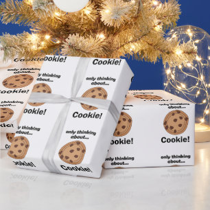 Papier Cadeau Ne pense qu'aux cookies Citation drôle de nourritu