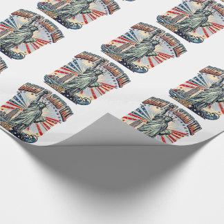 Papier Cadeau Né pour tenir tête - Statue patriotique vintage de