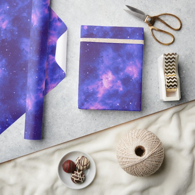 Papier Cadeau Nebula violette brillante Ciel de nuit Espace extr (Artisanat)