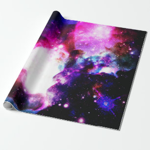 Papier Cadeau Nébuleuse de galaxie rose bleu violet
