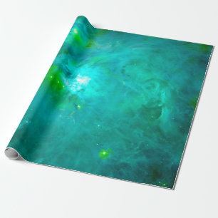 Papier Cadeau Nébuleuse d'Orion Aqua Sarcelle