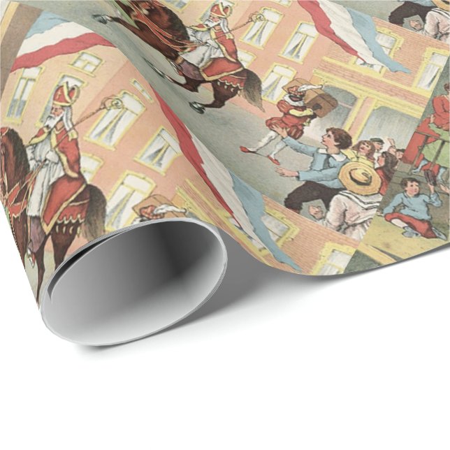 Papier Cadeau Néerlandais Sinterklaas de jour de St Nick sur le (Coin rond)
