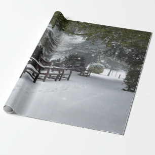 Papier Cadeau Neige d'hiver dans le parc