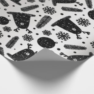 Papier Cadeau Neige étrangère de noir d'argent de renne de