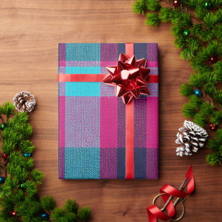 Papier Cadeau Neo-Fuchsia Plaid Giftwrap