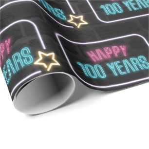 Papier Cadeau Neon 100e Marquee Anniversaire En Brique