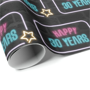 Papier Cadeau Neon 30th Birthday Marquee On Brick
