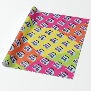 Papier Cadeau Neon 80s 90s Jeter Retour Musique Wrapping Papier