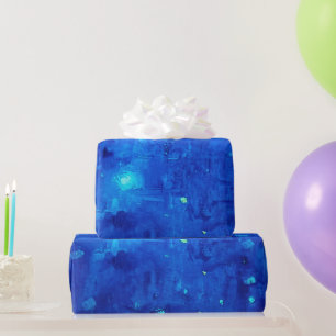 Papier Cadeau Neon Abstrait Espace Extérieur Bleu