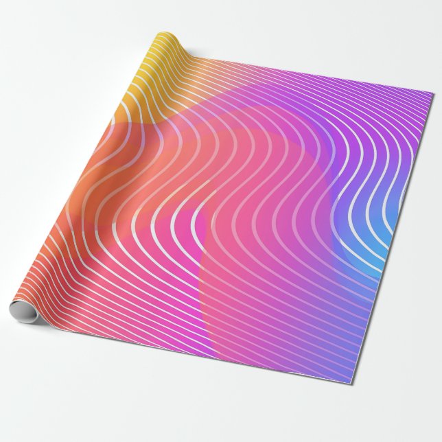 Papier Cadeau Neon coloré Vagues géométriques Abstraites | (Déroulé)