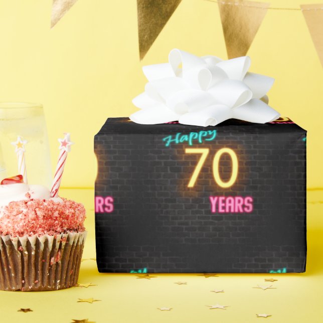 Papier Cadeau néon Connexion Brick pour 70e anniversaire (Fête d'anniversaire)