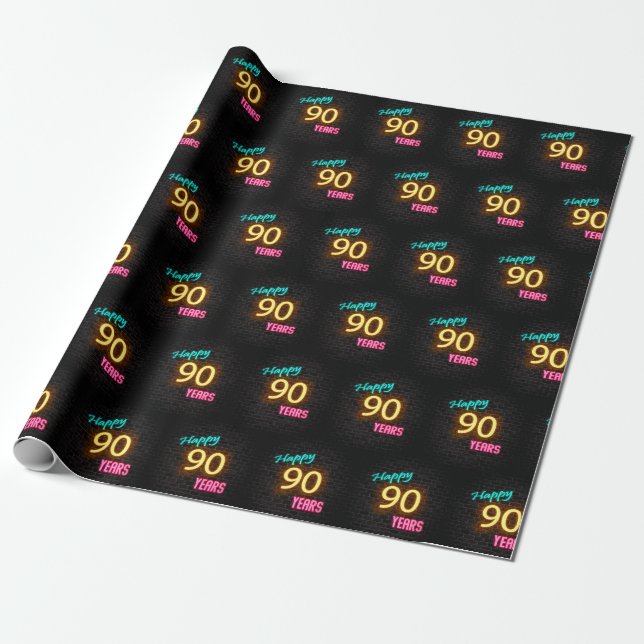 Papier Cadeau néon Connexion Brick pour 90e anniversaire (Déroulé)