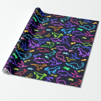 Papier Cadeau Néon Dinosaures