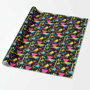 Papier Cadeau Neon Geo Moderne Blast coloré Motif géométrique
