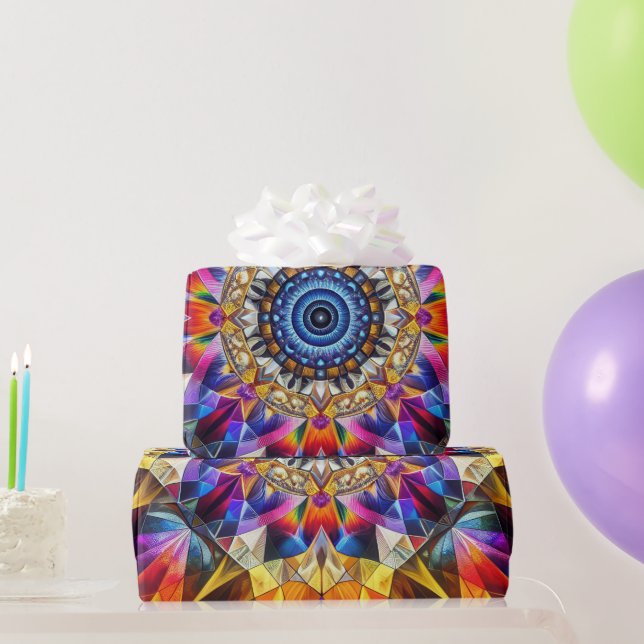 Papier Cadeau Neon Kaleidoscrope Abstraite (Cadeaux de fête)