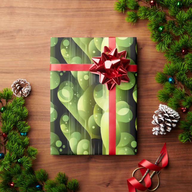 Papier Cadeau Neon Lime Green Bubble Pattern (Cadeau de vacances)