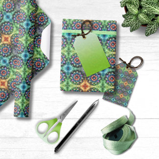 Papier Cadeau Neon Mandala céleste avec Abstraite vibrante