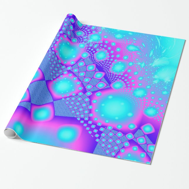 Papier Cadeau Neon Molecules Psychedelic Fractal (Déroulé)