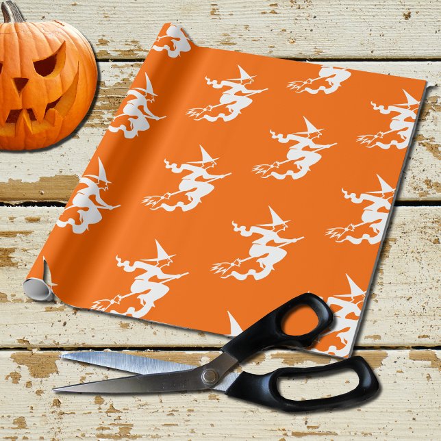 Papier Cadeau néon orange - vole sorcière (Créateur téléchargé)