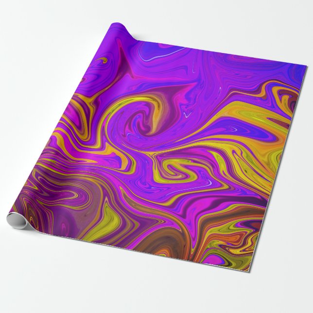 Papier Cadeau Neon Purple Pink Yellow Conception abstraite  (Déroulé)