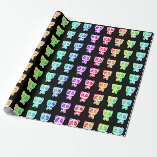 Papier Cadeau Neon Rainbow Pandas