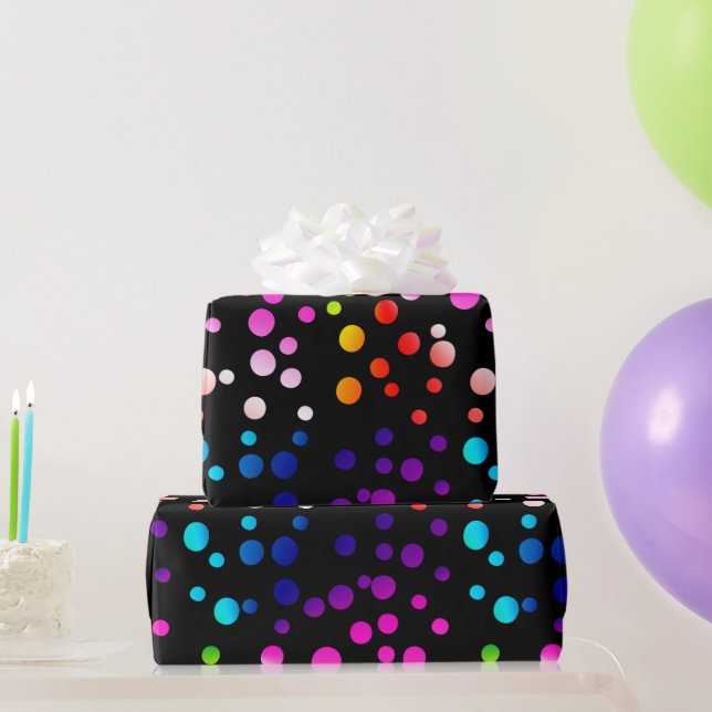 Papier Cadeau Neon Rainbow Pois (Cadeaux de fête)