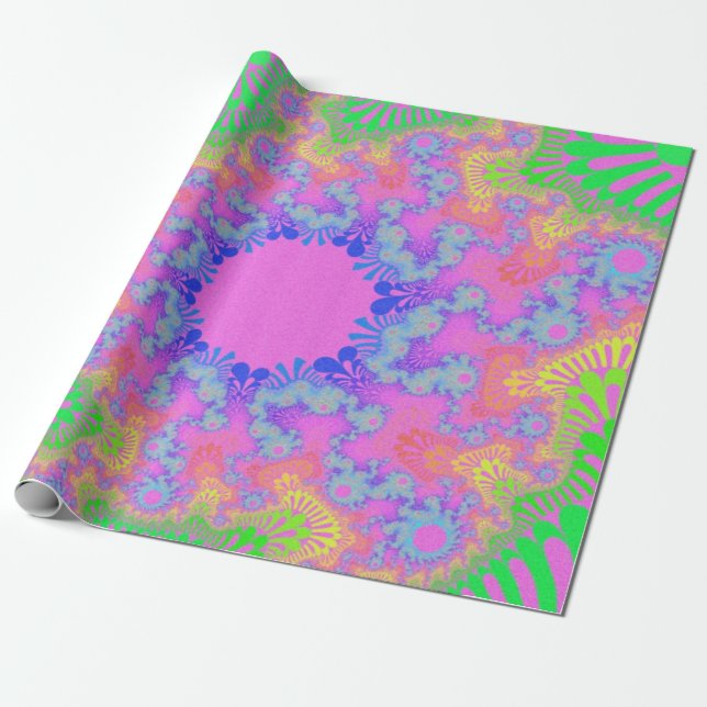 Papier Cadeau Neon Rainbow Sunburst (Déroulé)