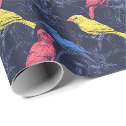 Papier Cadeau Neon Songbirds Botanical Wrapping Paper