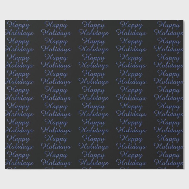 Papier Cadeau Neutral Black & Blue Plain Elegant Happy Holidays (Plat)