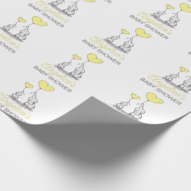 Papier Cadeau Neutre personnalisé d'éléphant de jaune de BABY (Coin)