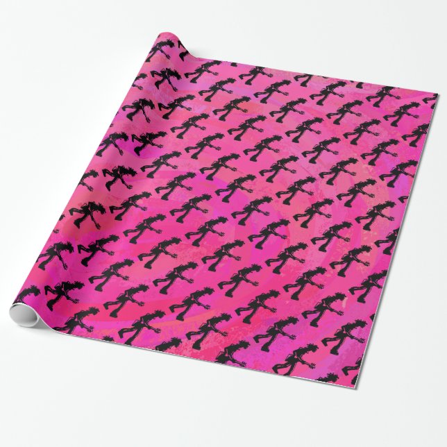 Papier Cadeau New York Boogie Nights Guitare Hot Pink (Déroulé)