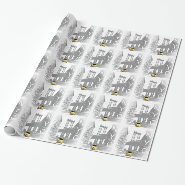 Papier Cadeau New York City Nyc Yellow Taxi Pop Art (Déroulé)