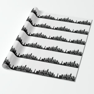 Papier Cadeau New York Skyline Black Big Apple Modern City Wrapp