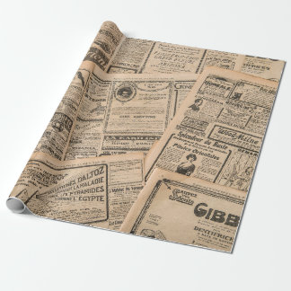 Papier Cadeau Newspaper pages with antique advertising. Vintage