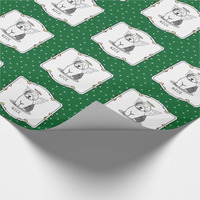 Papier Cadeau Nice Angel Old English Sheepdog (Gris 1) - mignon (Coin)