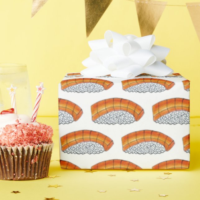 Papier Cadeau Nigiri Orange Saumon Sushi japonais Nourriture jap (Fête d'anniversaire)