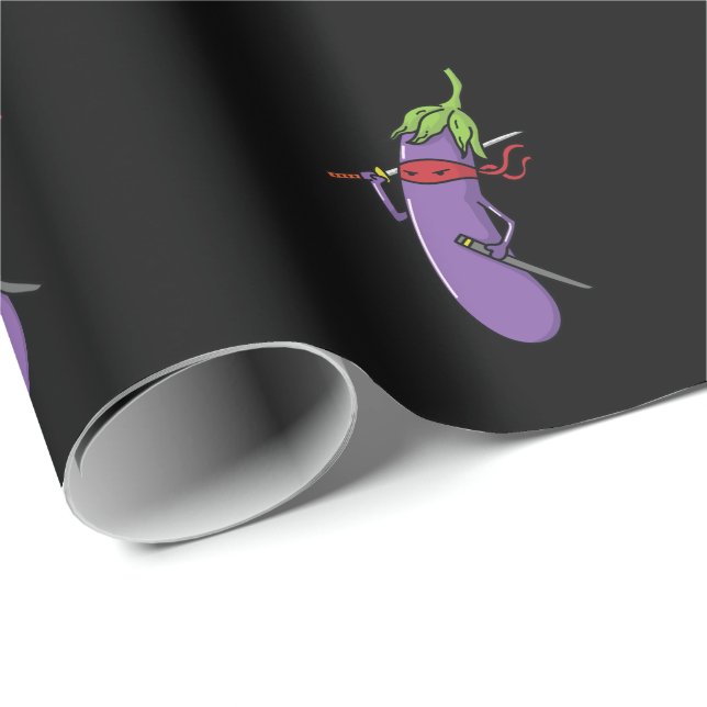 Papier Cadeau Ninja Aubergine (Coin rond)