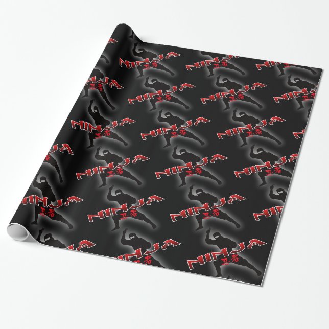 Papier Cadeau Ninja Silhouette (Déroulé)