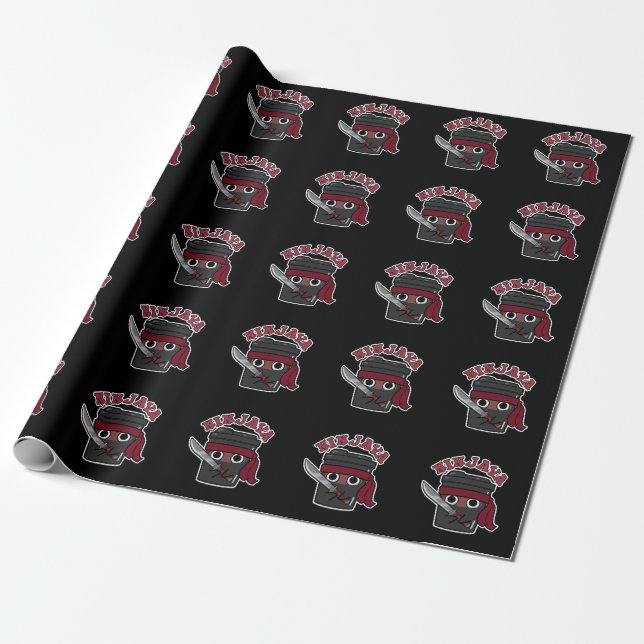 Papier Cadeau Ninjava Funny Ninja Javascript Coffee Pun Dark BG (Déroulé)