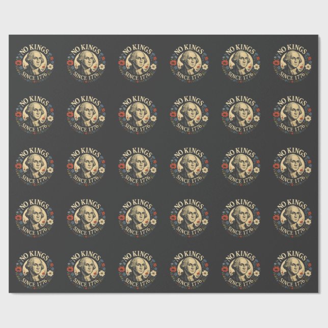 Papier Cadeau No King Since 1776 American Democracy Protest  (Plat)