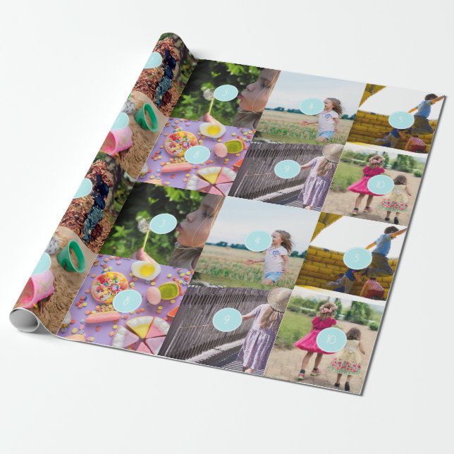 Papier Cadeau Noël 10 Photos Collage (Déroulé)